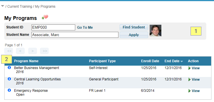 My Programs - For Supervisor