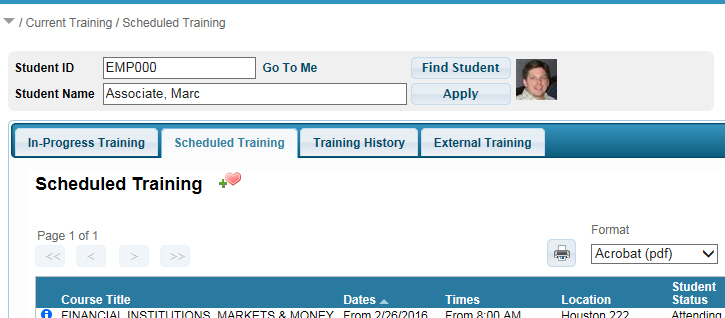 Scheduled Training - For Supervisor