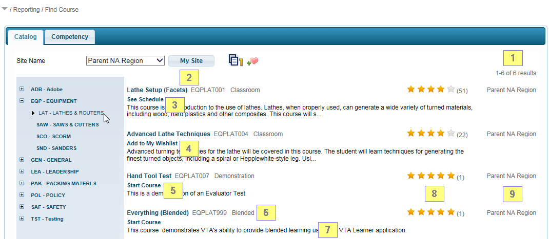Find Course - Results