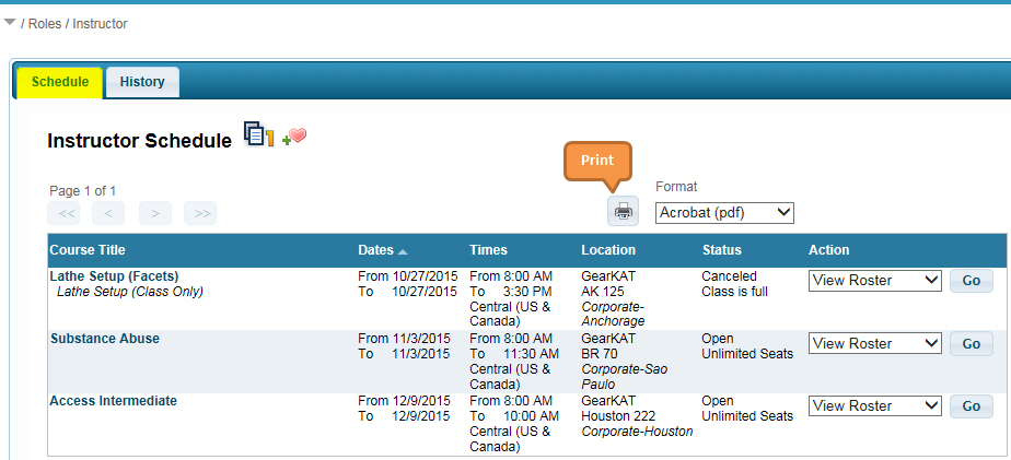 Instructor - Schedule