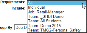 My Plan - Requirements Filter