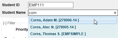 My Plan - Select Student by Name