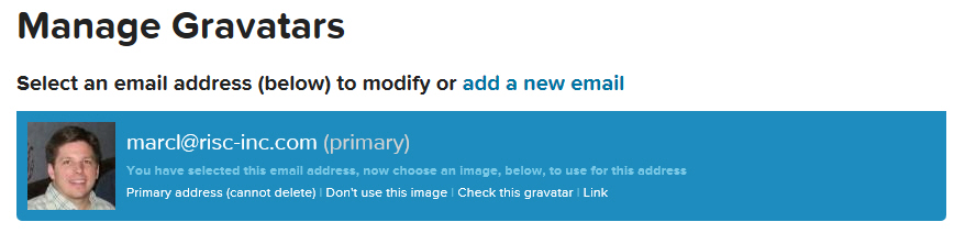 Student record with an associated Gravatar