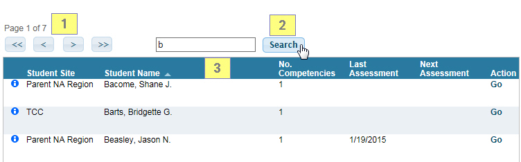 Assessor - Select Student to Assess