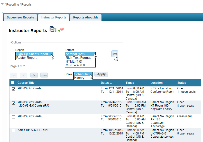 Instructor Reports Instructor Reports