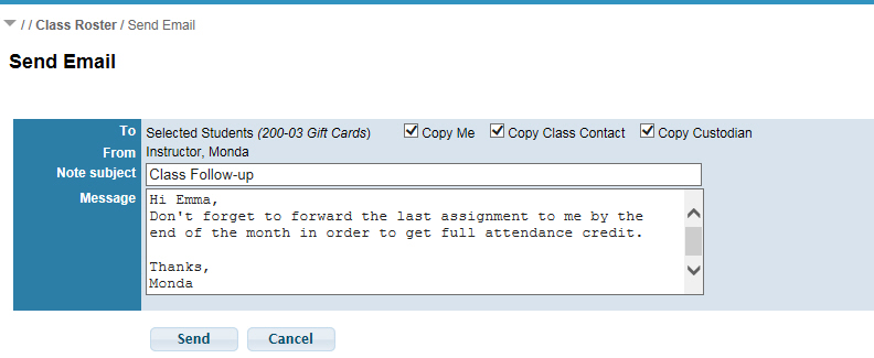 Instructor - Send Email
