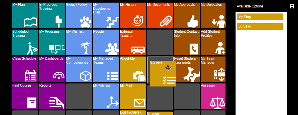 Editing Learner Menu - Placing Tile