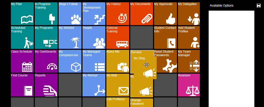 Editing Learner Menu - Re-arranging your Tiles