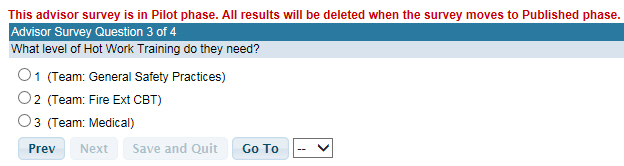 Advisor Survey - Pilot Message