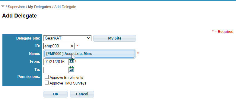 Selecting Delegate by ID