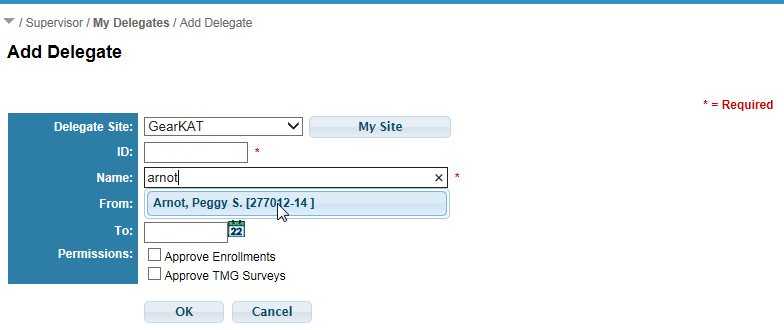 Selecting Delegate by Name