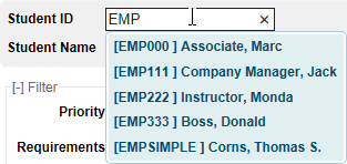 My Plan - Select Student by ID My Plan - Select Student by ID