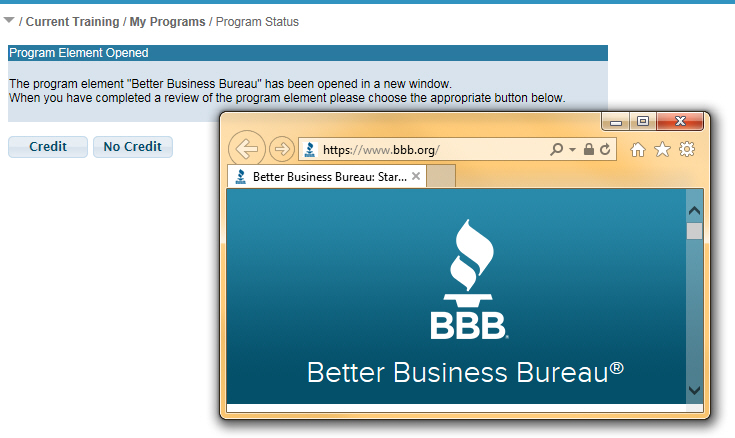 Program "Link" Element credited upon Credit