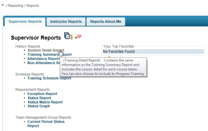 Supervisor Report Menu