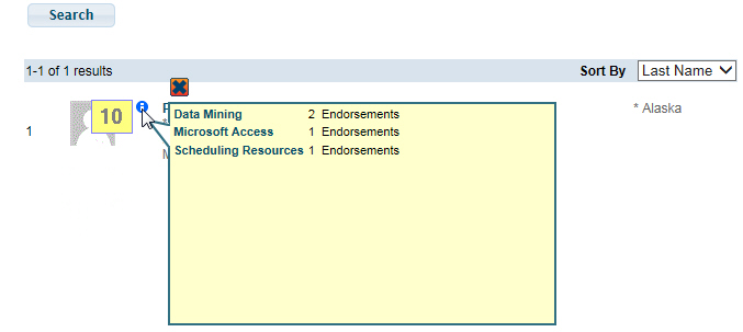 People Search Results - Using Skills